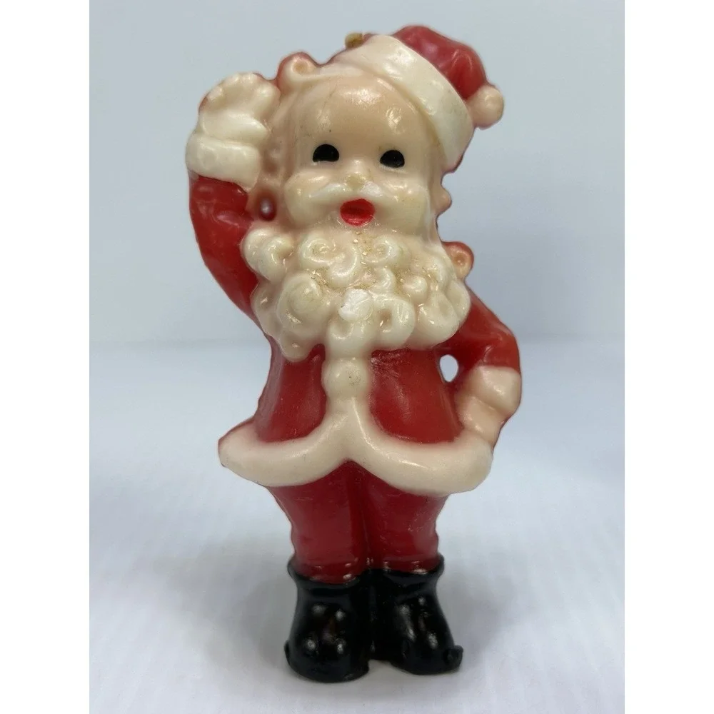 Vintage Lot 7 Gurley Candles 4 Santa 2 Snowman 1 Reindeer Wearing Bell